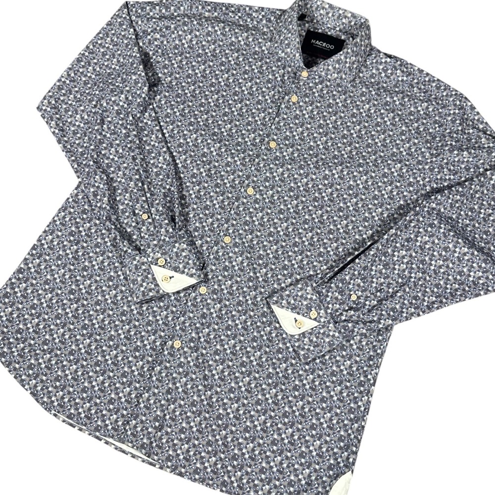 Maceoo Button Down Shirt Mens XL Grey Einstein Marbles 4-Way Stretch Long Sleeve